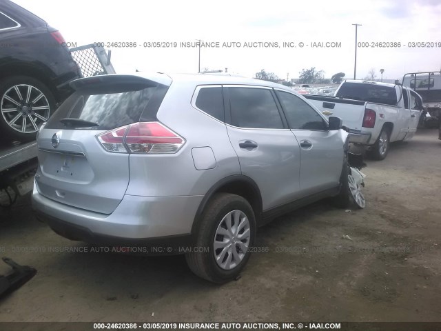 KNMAT2MT9GP709832 - 2016 NISSAN ROGUE S/SL/SV SILVER photo 4