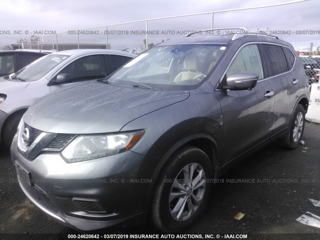 KNMAT2MT2FP503766 - 2015 NISSAN ROGUE S/SL/SV GRAY photo 2