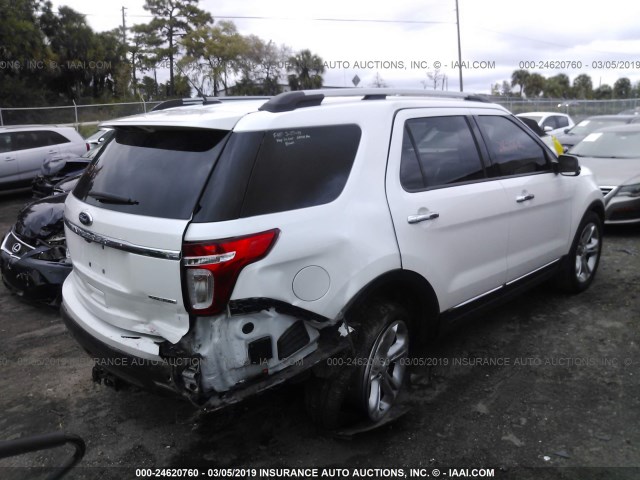 1FM5K7F87DGB04063 - 2013 FORD EXPLORER LIMITED WHITE photo 4