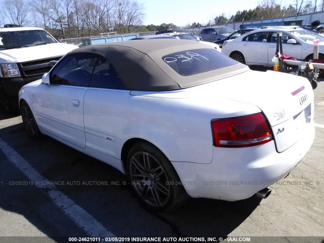 WAUAF48H99K010349 - 2009 AUDI A4 2.0T CABRIOLET WHITE photo 3