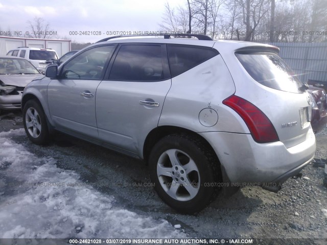 JN8AZ08W43W213901 - 2003 NISSAN MURANO SL/SE SILVER photo 3