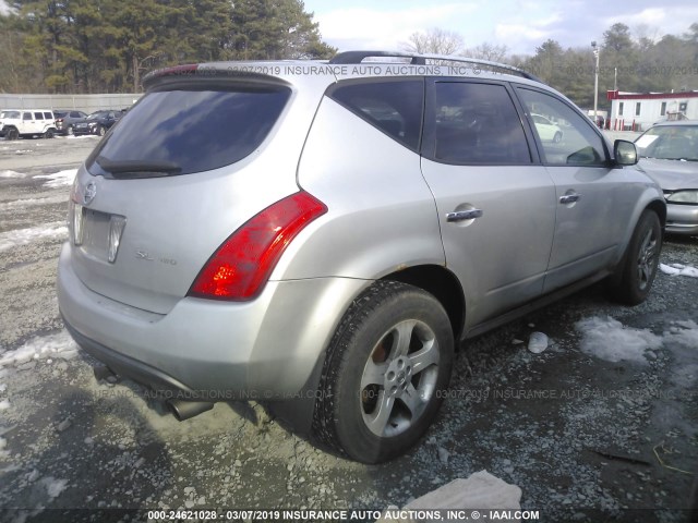 JN8AZ08W43W213901 - 2003 NISSAN MURANO SL/SE SILVER photo 4