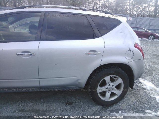 JN8AZ08W43W213901 - 2003 NISSAN MURANO SL/SE SILVER photo 6