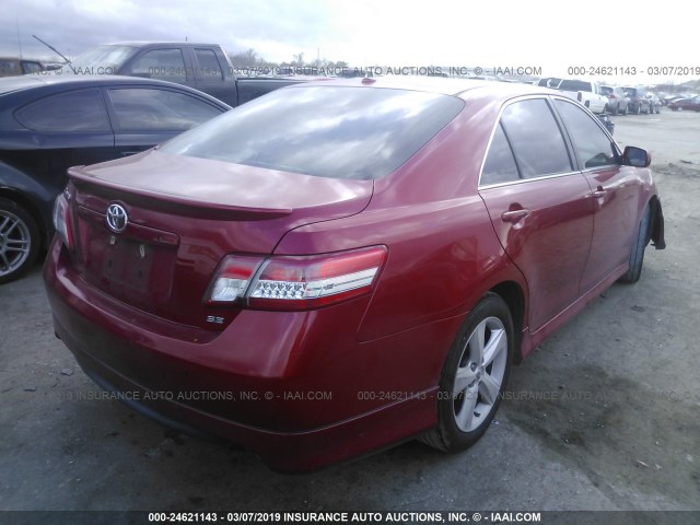 4T1BF3EK6AU564342 - 2010 TOYOTA CAMRY SE/LE/XLE RED photo 4