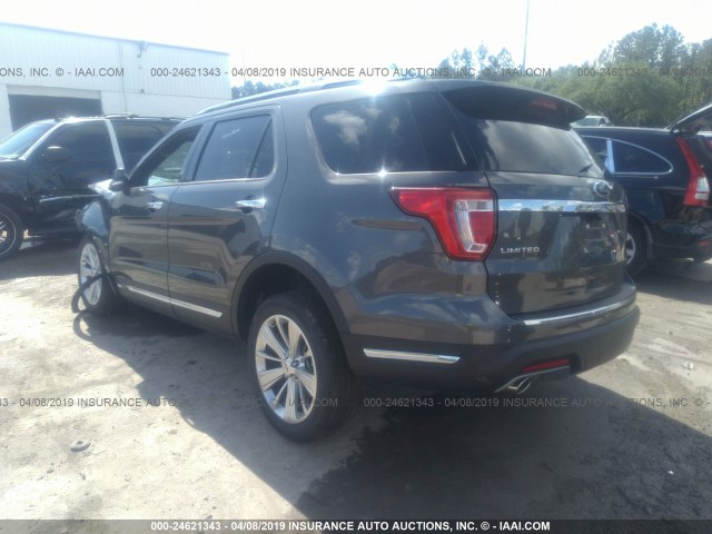 1FM5K7F83KGA64108 - 2019 FORD EXPLORER LIMITED GRAY photo 3