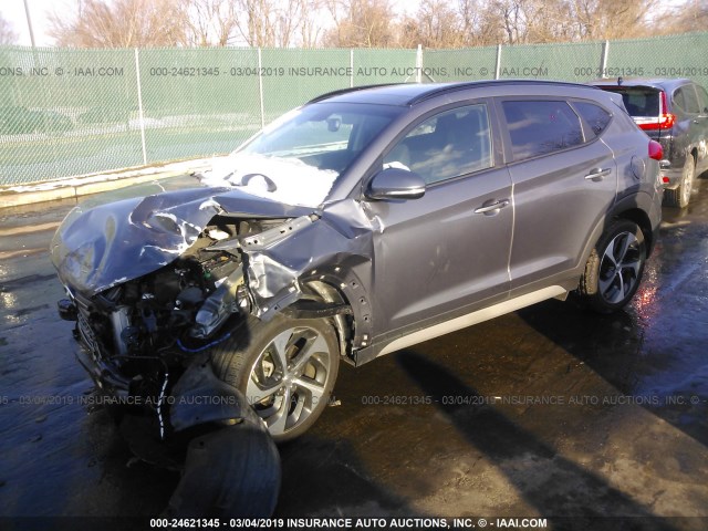 KM8J3CA26HU581033 - 2017 HYUNDAI TUCSON LIMITED/SPORT AND ECO/SE GRAY photo 2