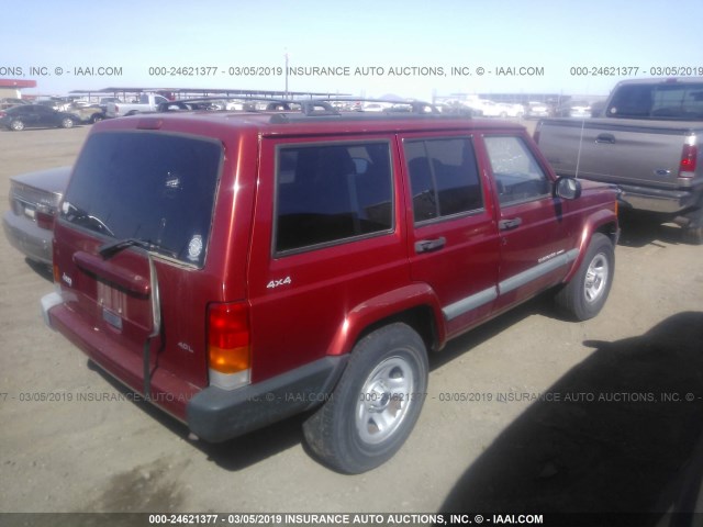 1J4FF68S8XL626464 - 1999 JEEP CHEROKEE SPORT/CLASSIC RED photo 4