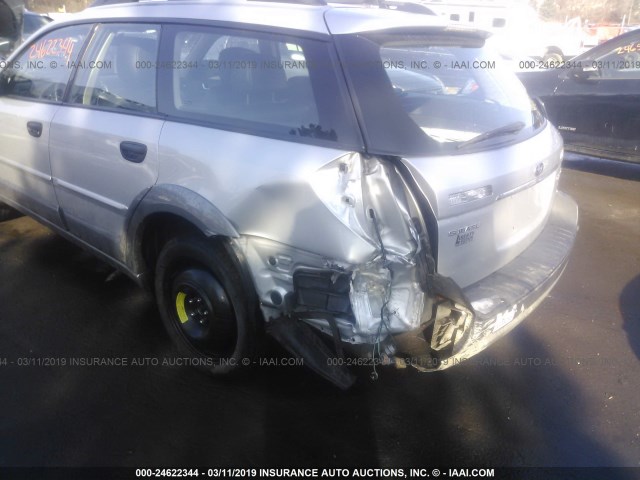 4S4BP61C367331036 - 2006 SUBARU LEGACY OUTBACK 2.5I SILVER photo 6