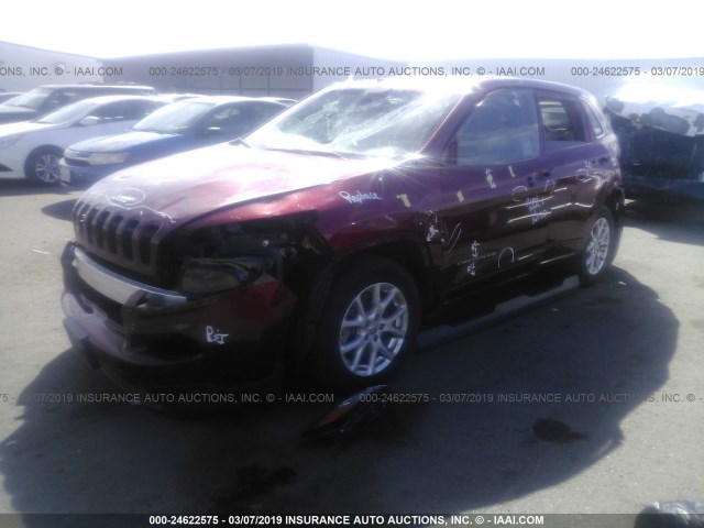 1C4PJLCS9FW737391 - 2015 JEEP CHEROKEE LATITUDE BURGUNDY photo 2