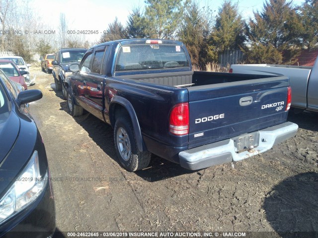 1D7HL38X23S358826 - 2003 DODGE DAKOTA QUAD SPORT Dark Blue photo 3