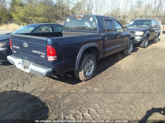 1D7HL38X23S358826 - 2003 DODGE DAKOTA QUAD SPORT Dark Blue photo 4