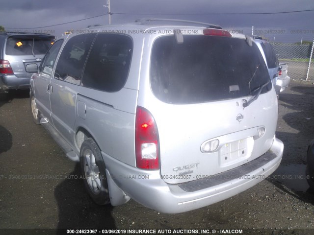 4N2ZN17T02D817332 - 2002 NISSAN QUEST GLE SILVER photo 3