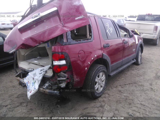 1FMEU73E56UB50418 - 2006 FORD EXPLORER XLT RED photo 4