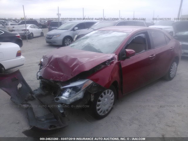 5YFBURHE1FP306317 - 2015 TOYOTA COROLLA L/LE/LE PLS/PRM/S/S PLS RED photo 2