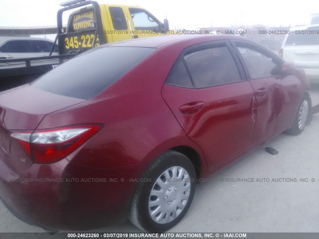 5YFBURHE1FP306317 - 2015 TOYOTA COROLLA L/LE/LE PLS/PRM/S/S PLS RED photo 4