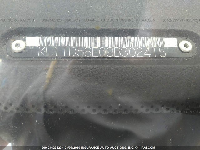 KL1TD56E09B302415 - 2009 CHEVROLET AVEO LS/LT ნაცრისფერი ფოტო 9