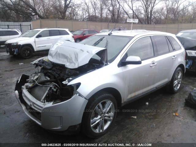 2FMDK4JC9DBB17555 - 2013 FORD EDGE SEL SILVER photo 2