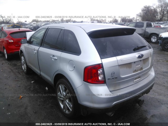 2FMDK4JC9DBB17555 - 2013 FORD EDGE SEL SILVER photo 3