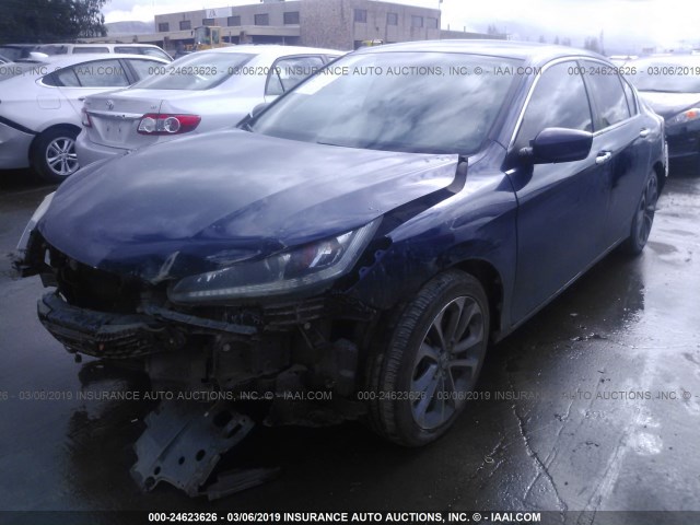 1HGCR2F55EA182136 - 2014 HONDA ACCORD SPORT BLUE photo 2