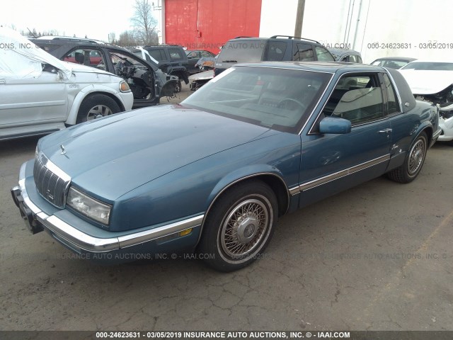 1G4EZ13L1NU410034 - 1992 BUICK RIVIERA BLUE photo 2