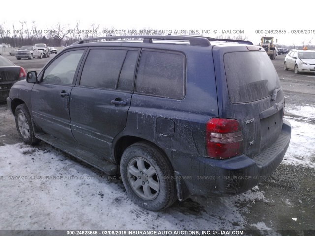 JTEGF21A120057676 - 2002 TOYOTA HIGHLANDER LIMITED BLUE photo 3