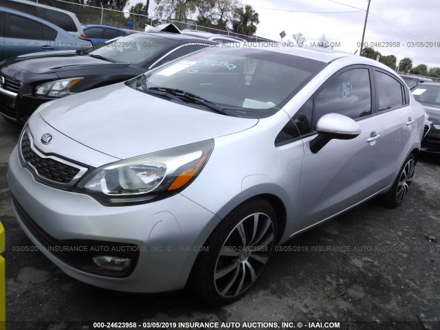 KNADN4A3XE6356329 - 2014 KIA RIO EX SILVER photo 2