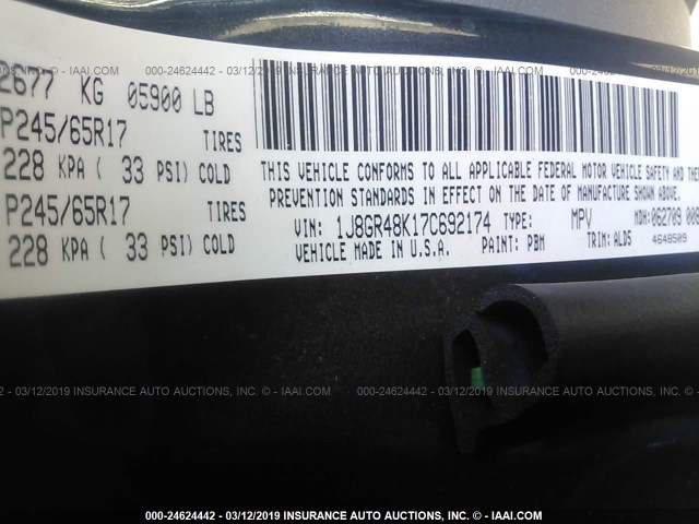 1J8GR48K17C692174 - 2007 JEEP GRAND CHEROKEE LAREDO/COLUMBIA/FREEDOM 蓝色 照片 9