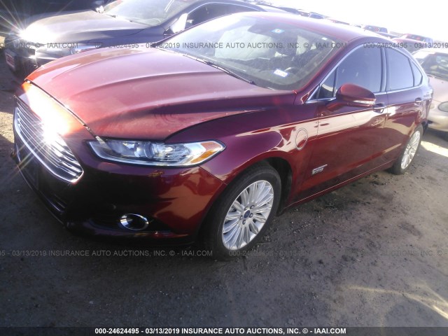 3FA6P0SU5ER135512 - 2014 FORD FUSION TITANIUM PHEV MAROON photo 2