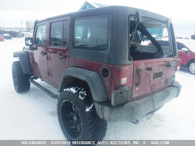 1C4BJWDG0CL274219 - 2012 JEEP WRANGLER UNLIMITED SPORT MAROON photo 3