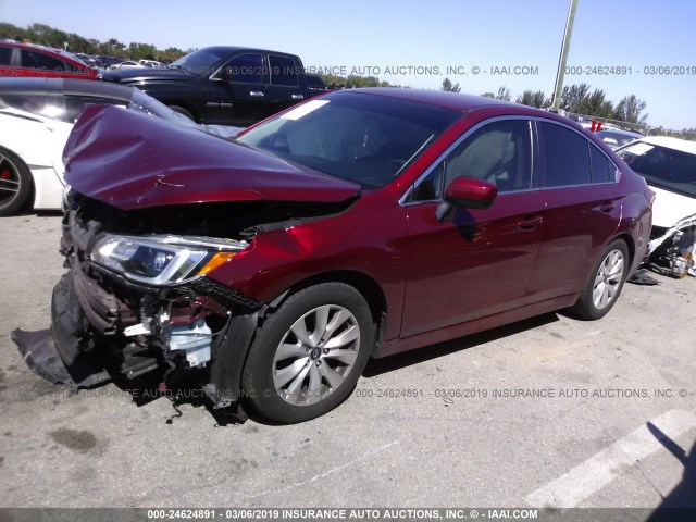 4S3BNAC62H3057827 - 2017 SUBARU LEGACY 2.5I PREMIUM RED photo 2