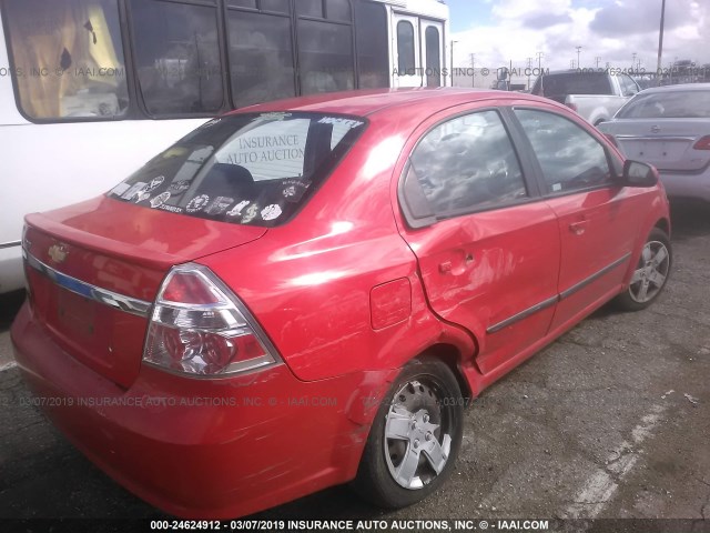 KL1TG5DE4AB046889 - 2010 CHEVROLET AVEO LT RED photo 4