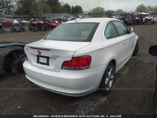 WBAUP7C59BVK78590 - 2011 BMW 128 I WHITE photo 4