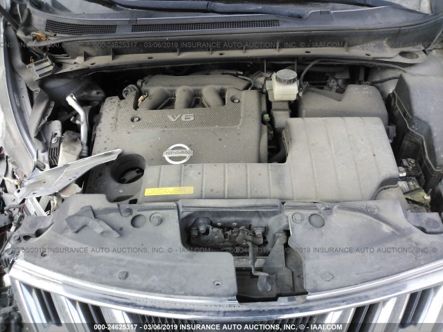 JN8AZ18U39W023679 - 2009 NISSAN MURANO S/SL SILVER photo 10