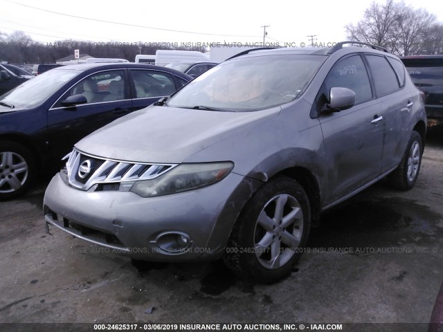 JN8AZ18U39W023679 - 2009 NISSAN MURANO S/SL SILVER photo 2