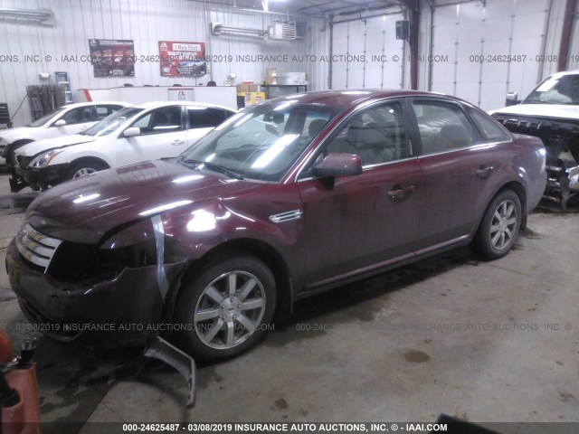 1FAHP24W88G162833 - 2008 FORD TAURUS SEL MAROON photo 2