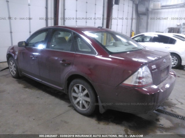 1FAHP24W88G162833 - 2008 FORD TAURUS SEL MAROON photo 3