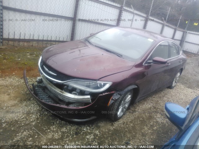 1C3CCCAB2FN579112 - 2015 CHRYSLER 200 LIMITED MAROON photo 2