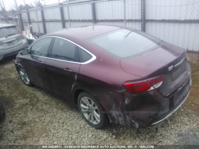 1C3CCCAB2FN579112 - 2015 CHRYSLER 200 LIMITED MAROON photo 3