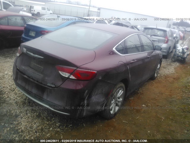 1C3CCCAB2FN579112 - 2015 CHRYSLER 200 LIMITED MAROON photo 4