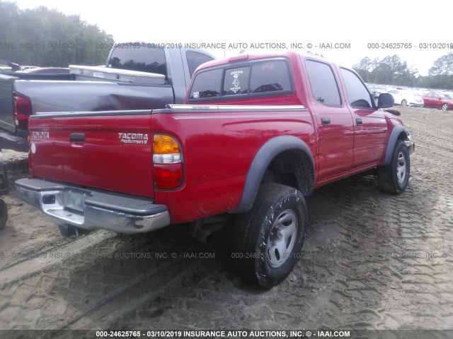 5TEGN92N74Z416050 - 2004 TOYOTA TACOMA DOUBLE CAB PRERUNNER RED photo 4