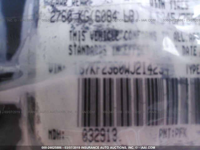 1B7KF2360WJ214234 - 1998 DODGE RAM 2500 BLUE photo 9