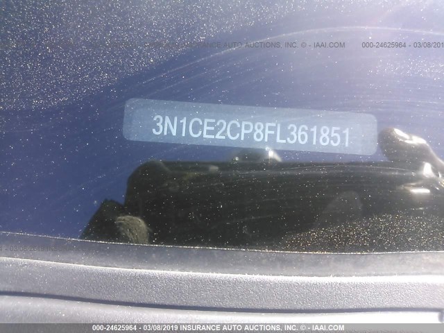 3N1CE2CP8FL361851 - 2015 NISSAN VERSA NOTE S/S PLUS/SV/SL/SR BURGUNDY photo 9