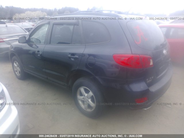 5NMSG73D77H012877 - 2007 HYUNDAI SANTA FE GLS BLACK photo 3