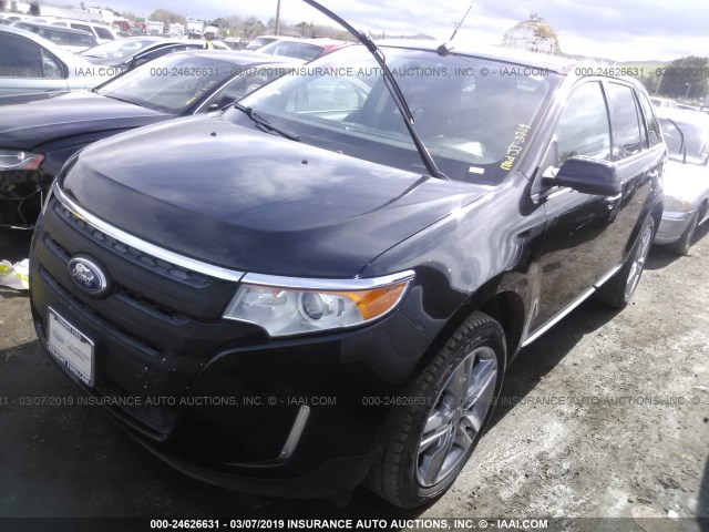 2FMDK3JC7DBB65114 - 2013 FORD EDGE SEL BLACK photo 2