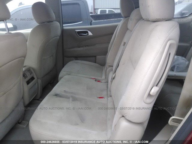5N1AR2MN0EC712411 - 2014 NISSAN PATHFINDER S/SV/SL/PLATINUM RED photo 8