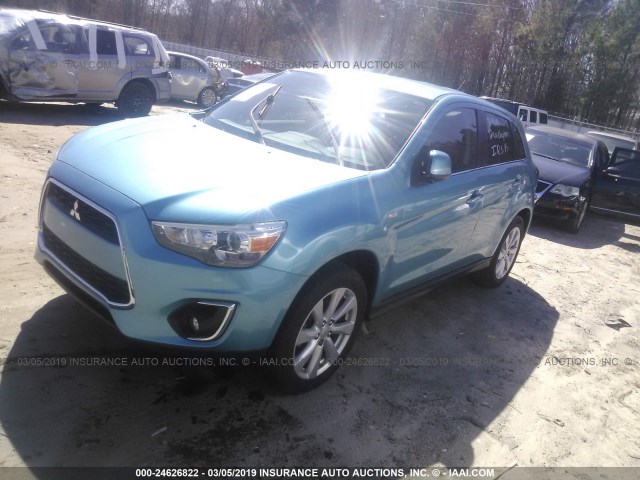 4A4AP4AU9EE011171 - 2014 MITSUBISHI OUTLANDER SPORT SE Light Blue photo 2