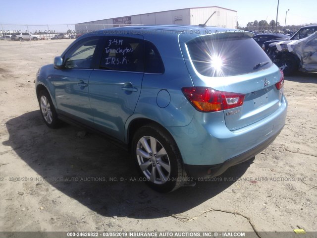 4A4AP4AU9EE011171 - 2014 MITSUBISHI OUTLANDER SPORT SE Light Blue photo 3