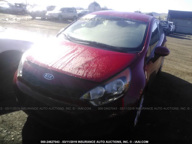 KNADM5A37D6109129 - 2013 KIA RIO LX RED photo 2