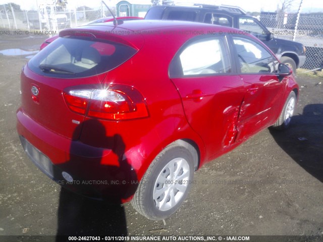 KNADM5A37D6109129 - 2013 KIA RIO LX RED photo 4