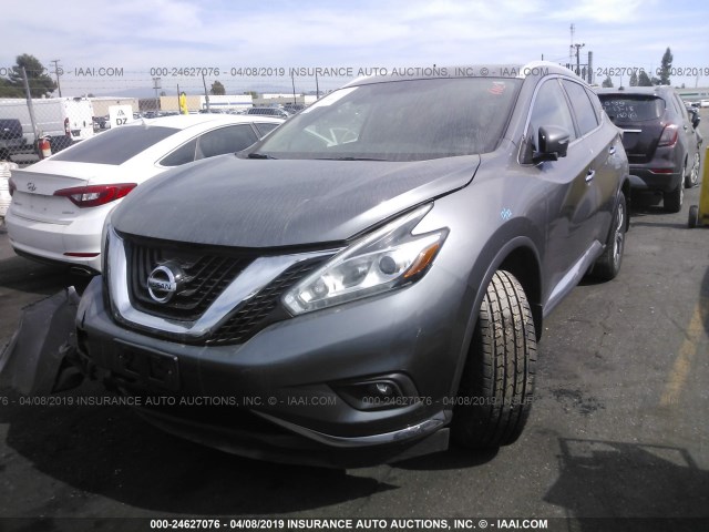 5N1AZ2MH4FN234056 - 2015 NISSAN MURANO S/SL/SV/PLATINUM GRAY photo 2